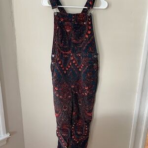 We The Free Red and Blue Geometric Jumpsuit